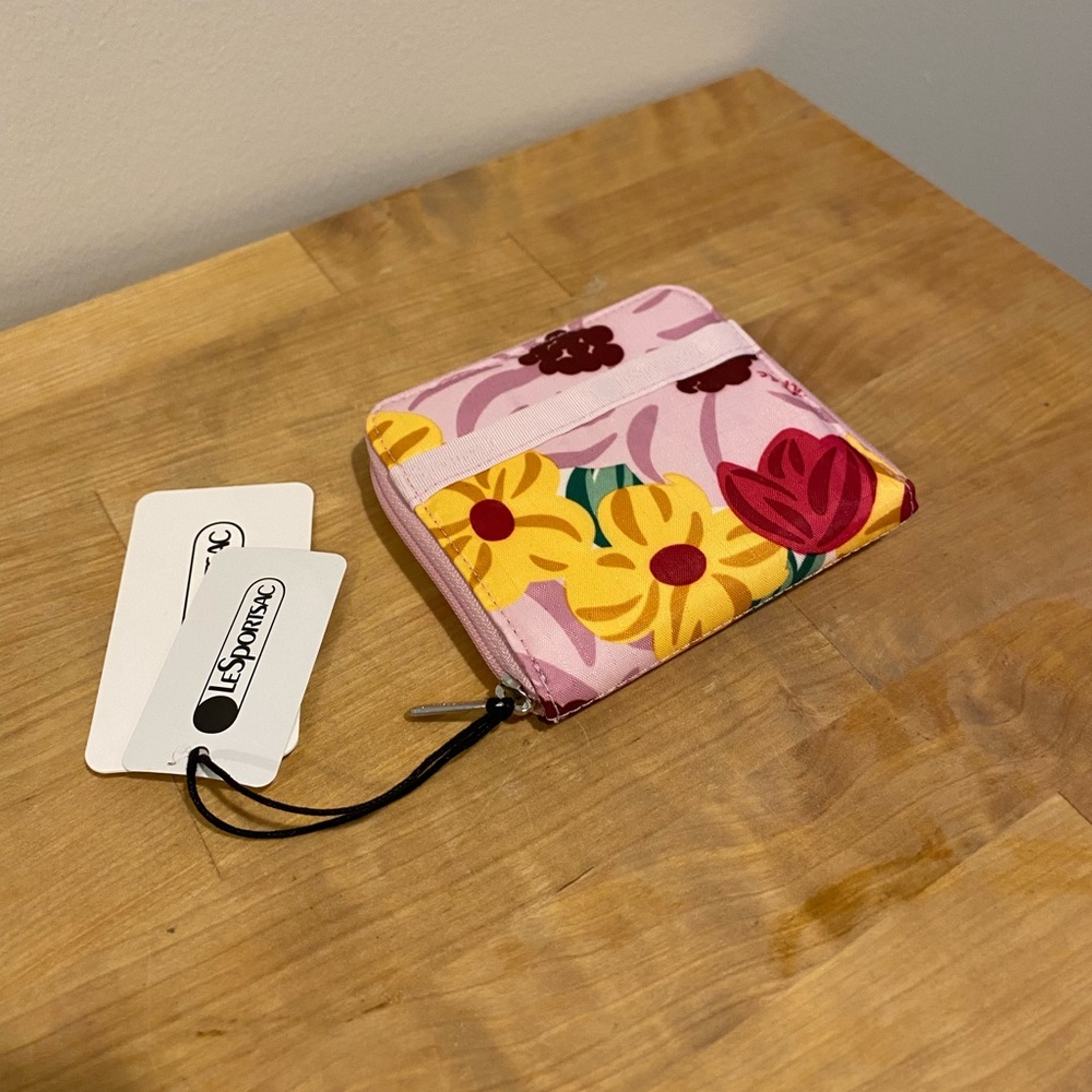 LeSportsac Pink Blooms Compact Zip Wallet - Picture 2 of 4